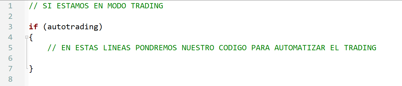 Fragmento real de código AFL utilizado para definir reglas sistemáticas de una estrategia